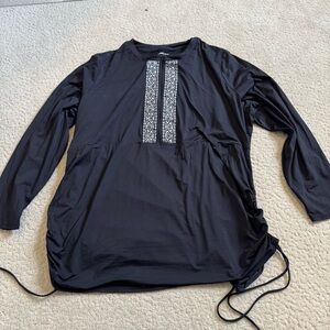 Lands End Women’s Cover Up Swim Top Rash Guard Ruched 1/2 Zip Long Sleeve 2X